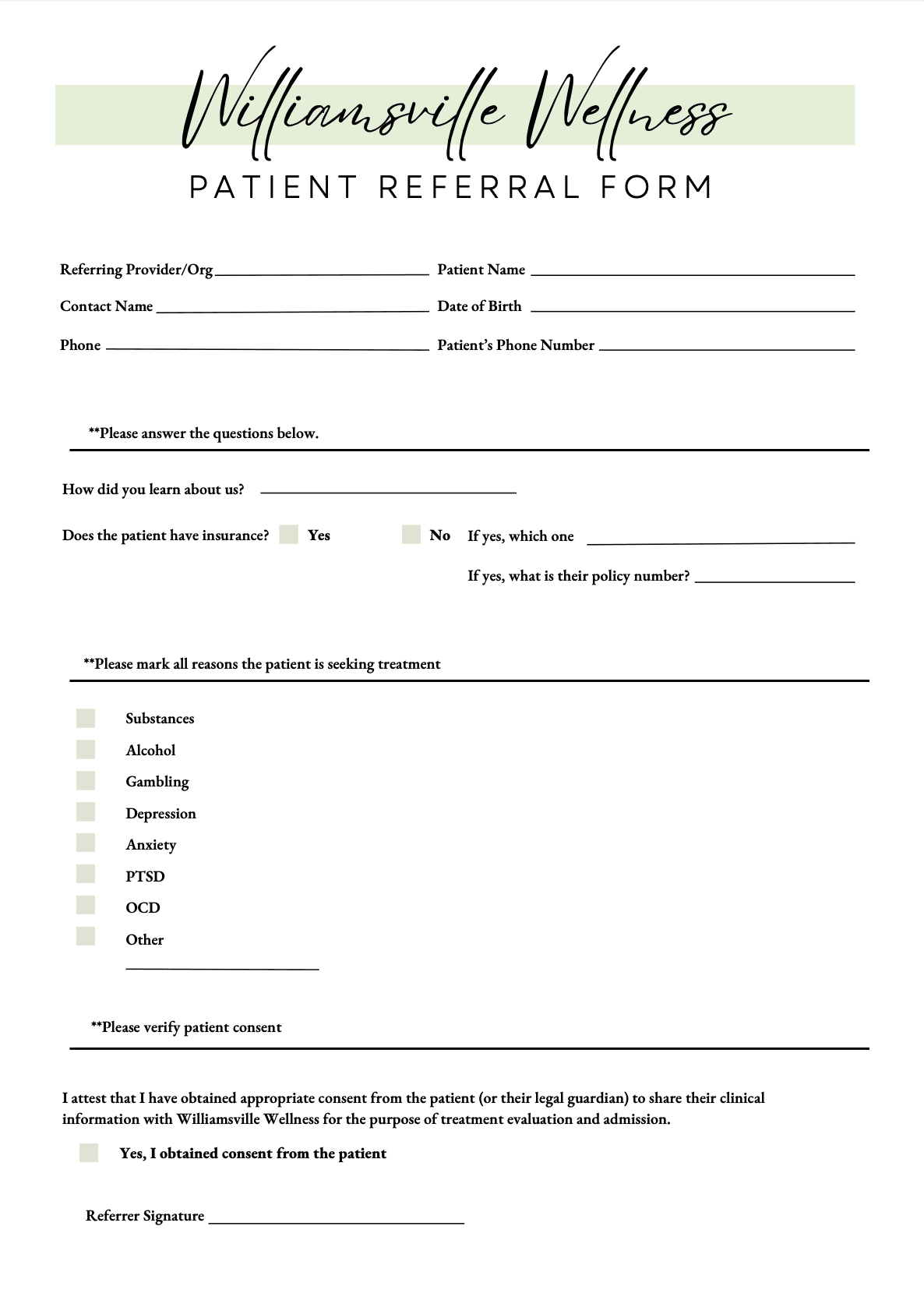 Fillable Referral Form